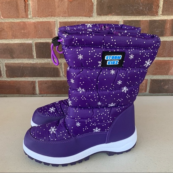 Storm Kidz purple snowflake print snow boots big girl’s size US 6 M - Picture 4 of 8